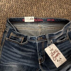 Crown Blue Denim Jeans with Tan Accents